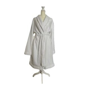 Calvin Klein Womens Plush Fleece White Bridal Shawl-Collar Robe Size M-L QP2300O